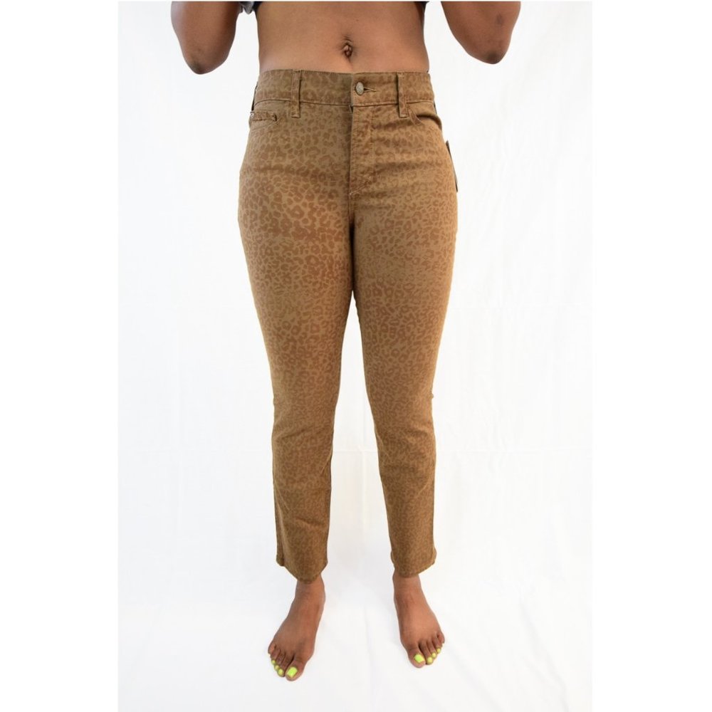 NWT Sheri Slim NUTMEG CHEETAH PRINT NYDJ Not Your Daughters Jeans Petite Pants